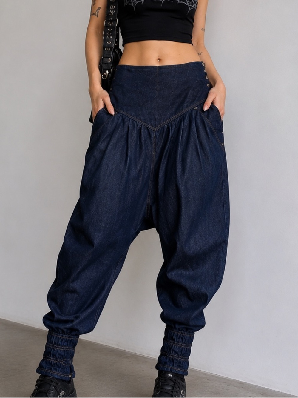 Y2K Nikita Denim Drop Crotch Harem Jeans Harajuku Skater M